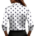thumbnail image 2 of Fengqque 3/4 Length Sleeve Womens Tops Satin V Neck Shirts Star Print Business Waist-cinching Blouses White-J XL(XL), 2 of 6