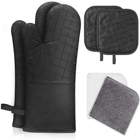 

Oven Mitts and Pot Holders 6pcs Set Kitchen Oven Glove High Heat Resistant Extra Long Oven Mitts and Potholder New