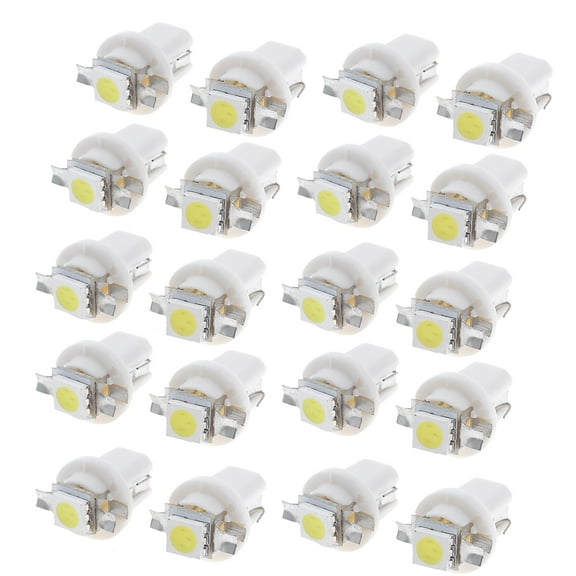 Unique Bargains Car T5 B8.5D 5050 1 Surface Mount Device Side Light Bulb Dashboard Guage Lamp for White 20 Pcs