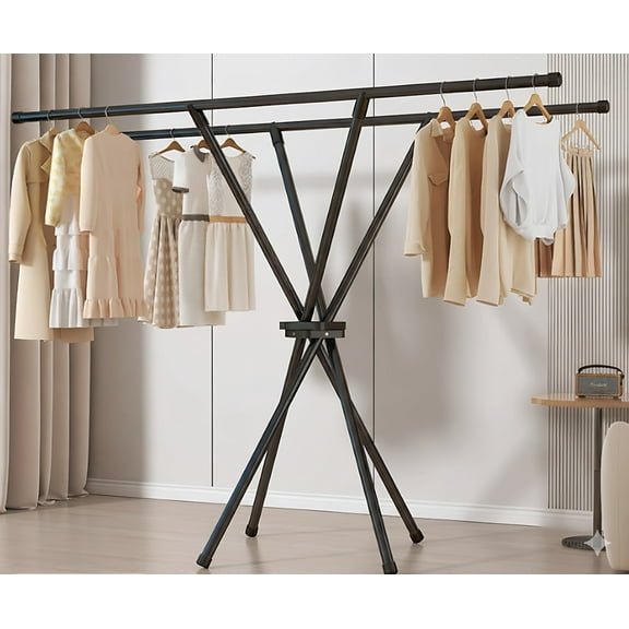 Upgraded 52-Inch Foldable Drying Rack, Heavy-Duty Steel Laundry Drying Stand with Dual Rods & Tall Design, Compact Space-Saving Clothes Airer for Indoor/Outdoor Use