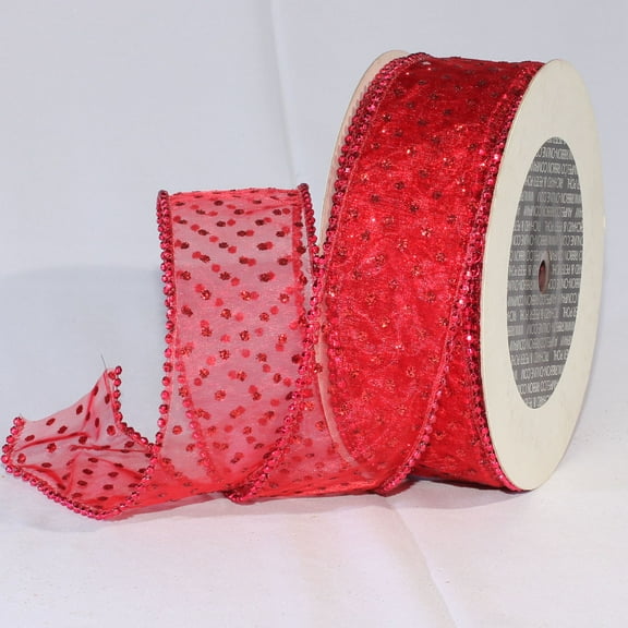 The Ribbon People Shimmering Red Semi Sheer Brooklyn Wired Craft Ribbon 2" x 20 Yards