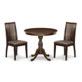 thumbnail image 2 of East West Furniture Antique 3-piece Wood Dining Set with Fabric Seat in Mahogany, 2 of 10