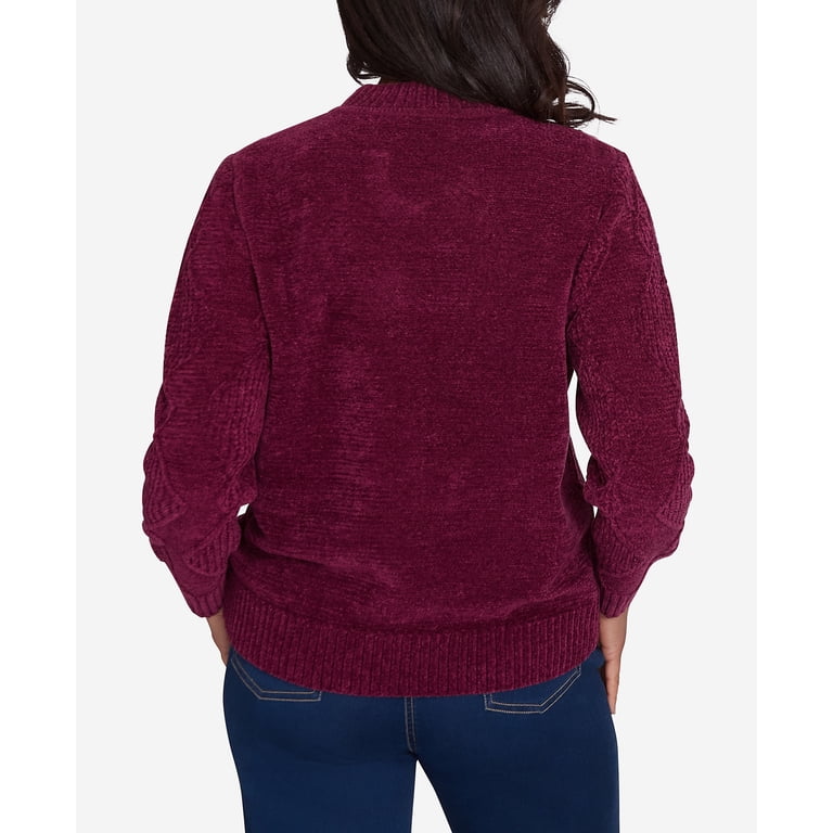 Alfred Dunner Women's Diamond Chenille Sweater | Classic Fall & Winter Knit Top | Machine Washable