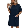 thumbnail image 5 of Wovilon Women's Dresses, Casual Summer T Shirt Dresses for Women, Crew Neck Short Sleeve Loose Fit Tunic Dress with Pockets, Lightweight Breathable Vacation Travel Everyday Wear, 5 of 6