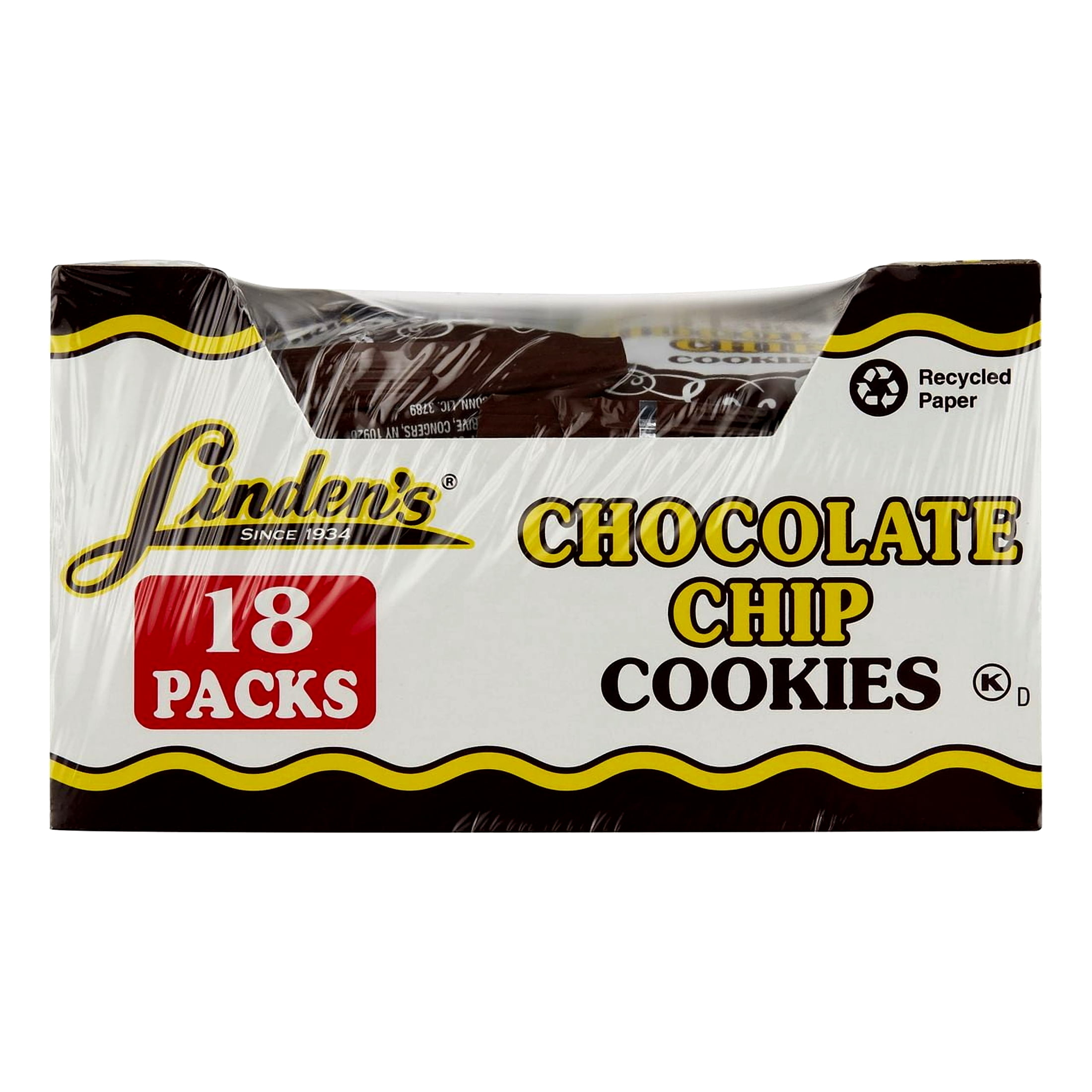 Linden's Chocolate Chip Cookies - 18 Packs of 3 Cookies Each