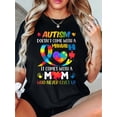 thumbnail image 1 of Autism Awareness Mom T-Shirt - "Autism Doesn't Come with a Manual, It Comes with a Mom Who Never Gives Up" Design, Casual Crew Neck, Short Sleeve, Medium Stretch, Breathable Cotton Blend, Perfect for, 1 of 5