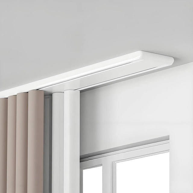 Double Row Ceiling Curtain Track, Modern Sliding Curtains Tracks Mount, Window Shade Rails Mounted Heavy Duty for Living Room Bedroom Hospital Easy Install(White,13.8ft)