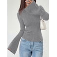 thumbnail image 4 of PRETTYGARDEN Women's Lightweight Mock Neck Sweaters | Bell Long Sleeve Tops, Slim Fitted Pullover, Soft Ribbed Knit, Going Out Outfits, Fall Winter Layering, Fashion Clothing, 4 of 8
