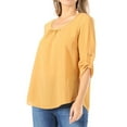 thumbnail image 2 of Women's Casual Round Neck Top Blouse with Roll Tab Sleeve, 2 of 6