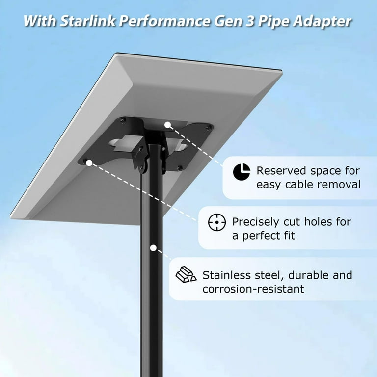 Starlink Gen 3 Adjustable Mount Kit - 26 Inch Long Wall & Roof Mount With Pipe Adapter For Satellite