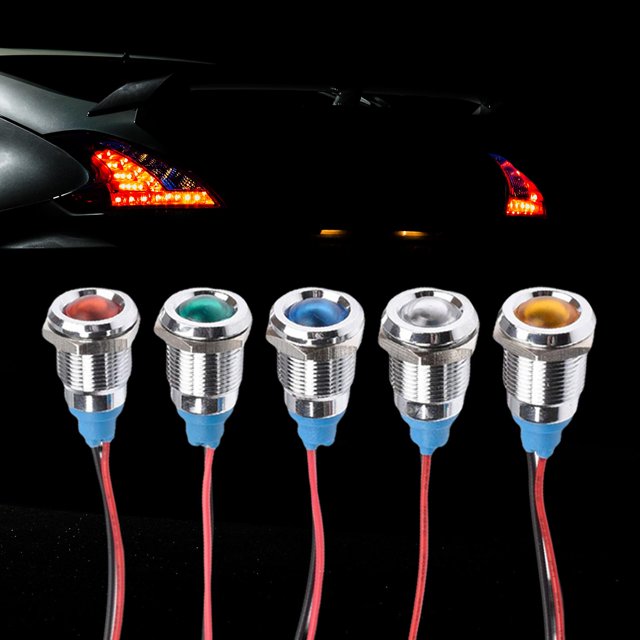 Luz indicadora Cola LED impermeable 5 piezas 12 mm