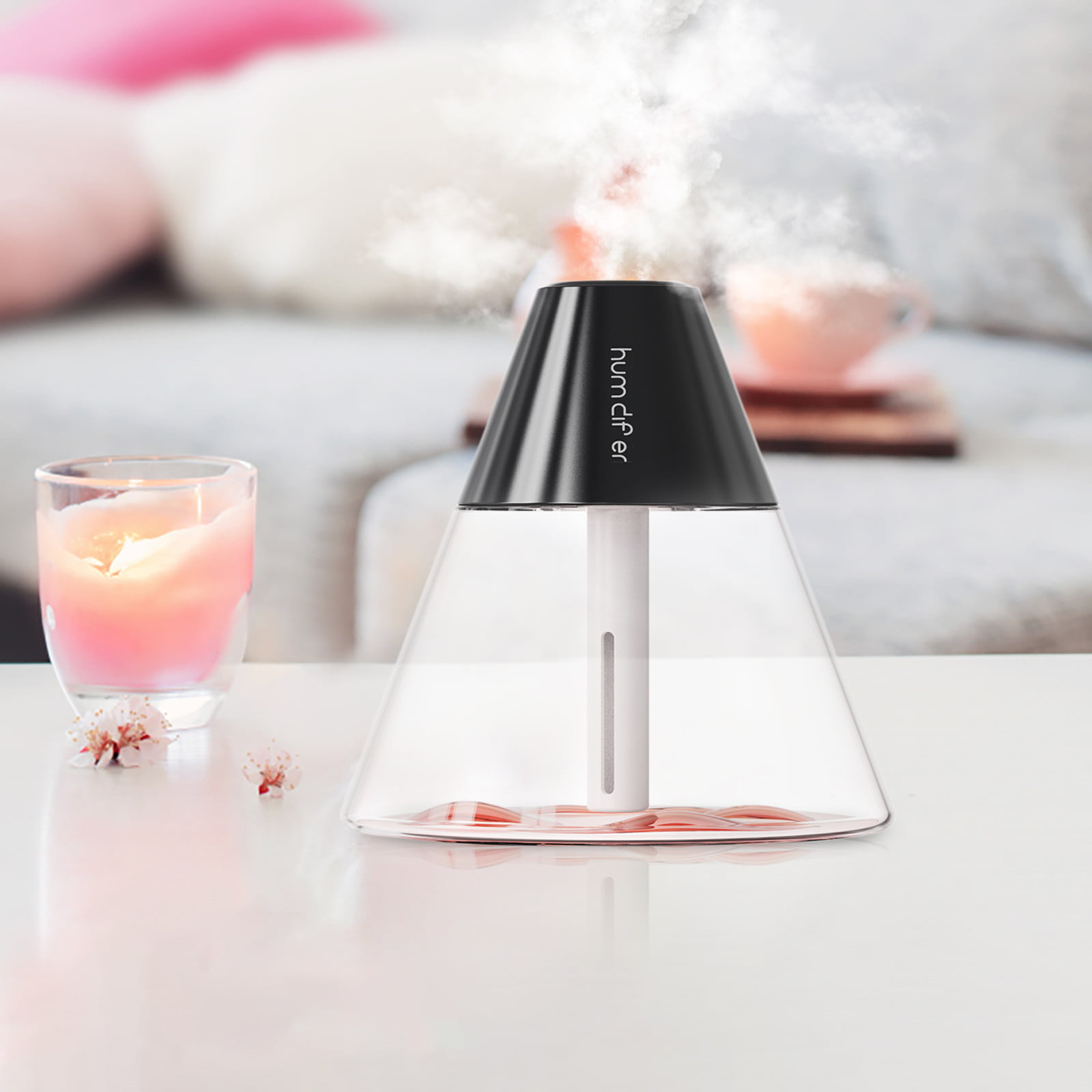 Herrnalise Volcano Mini Air Diffuser Humidifier,Mini Oil Essential Diffuser  USB Portable Table Cool Mist Humidifier with Waterless Auto-Off Protection  for Home,Office 