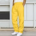 thumbnail image 2 of Mens Pants Casual Solid Color Track Workout Pants with Pocket Yellow Sizes M-3XL, 2 of 4