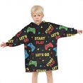thumbnail image 3 of Multicolor Controllers Games Text Black Pattern Blanket Hoodies for Kids 6-13YR Oversize Wearable Blanket Hoodies for Boys Girls Teens, 3 of 7