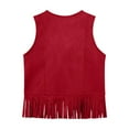 thumbnail image 7 of Girl's Western Outfit Fringe Vest Sleeveless Faux Suede Cowgirl Vest 70s Hippie Cowboy Chic Cardigan Jacket Boho Tops 3-77 Years, 7 of 7