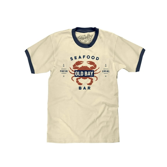Tee Luv Men's Old Bay Seasoning Crab Logo Ringer Tee Shirt (3XL)