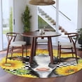 thumbnail image 3 of Round Rugs 7Ft, Cow Sunflowers Round Area Rug Washable Indoor Throw Carpet, Farmhouse Country Animals Floral Black Plaid Large Non Slip Circle Rug for Dining Room Playroom Home Decor Aesthetic, 3 of 8