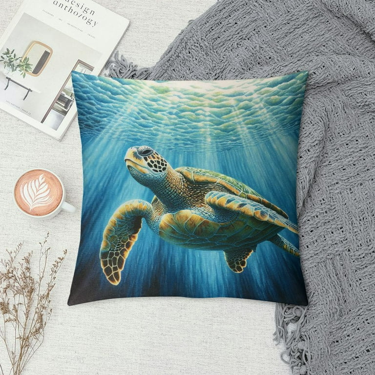 COMIO Throw Pillow Cover Sea Turtle Ocean Coastal Theme Marine Nautical Animal Underwater Outdoor Rectangular Throw Pillow Covers for Couch Sofa Home Decor Walmart