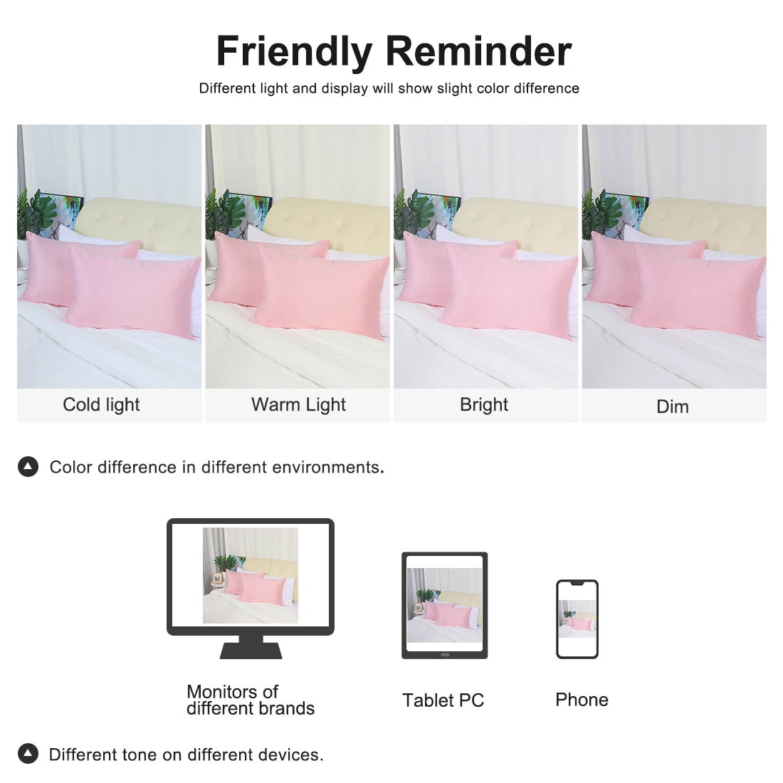 Unique Bargains 6 Pack Satin Pillowcase with Zipper, Standard, Blush