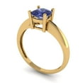 thumbnail image 2 of 1.0ct Cushion Cut Blue Tanzanite 18k Yellow Gold Engraving Statement Bridal Wedding Solitaire Designer Ring Size 8.5, 2 of 5