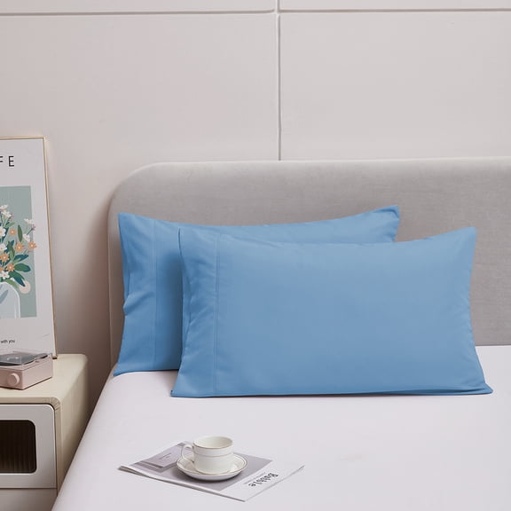 Cotton Pillow Cases King Size - Cooling, Breathable & Soft Pillowcase Covers- Wrinkle Free - Machine Washable Protectors - Luxury Hotel Bedding - J95 # Sky Blue