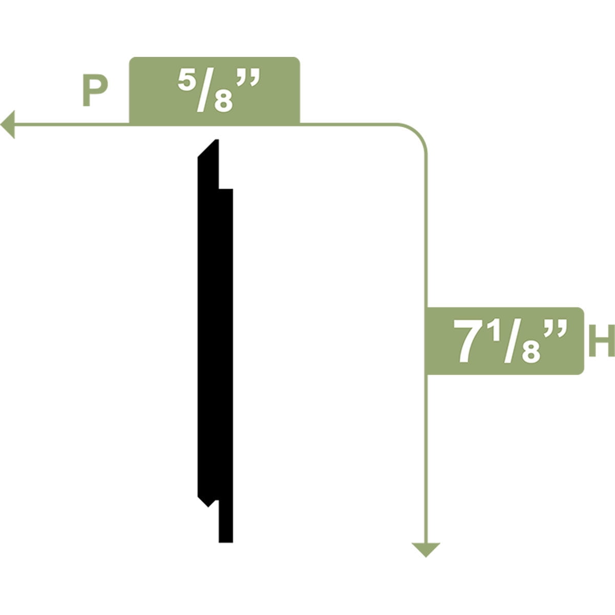 7 1/8"H x 5/8"P x 96"L Shiplap/Nickel Gap Planking Moulding, PVC