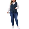 thumbnail image 2 of Agnes Orinda Women's Plus Size Vests V Neck Fully Lined Buttons Work Dressy Tuxedo Suit Vest Waistcoat 3X Navy Blue, 2 of 6