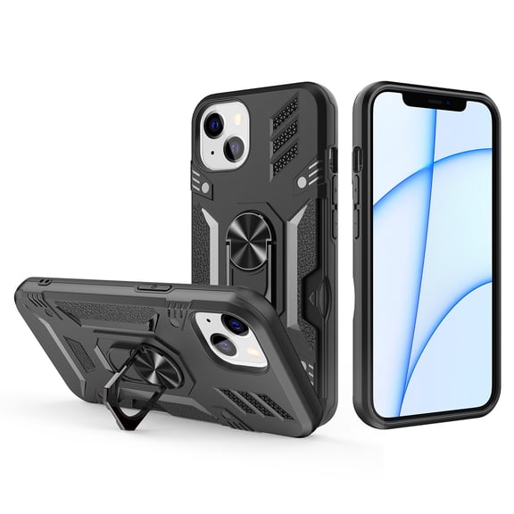Tough Ring Grip Case with Card Slot for iPhone 14 Plus - Black