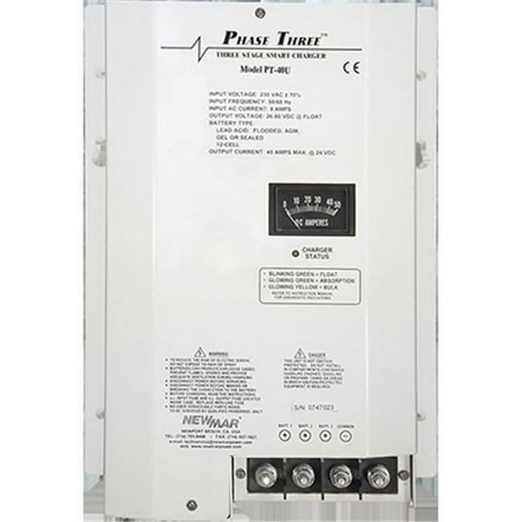 Newmar NMR-PT-40U 12V, 40A Phase Three PT Series 3 Bank Battery Charger