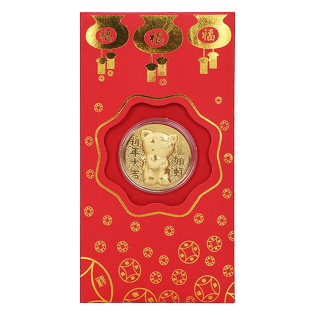hengsof Auspicious Gold Coins Red Envelopes Chinese New Year Red Packets Hong Bao Blessing Envelopes, Chinese Year Lucky Money Packets Chinese Red Envelopes for Lunar Spring Festival