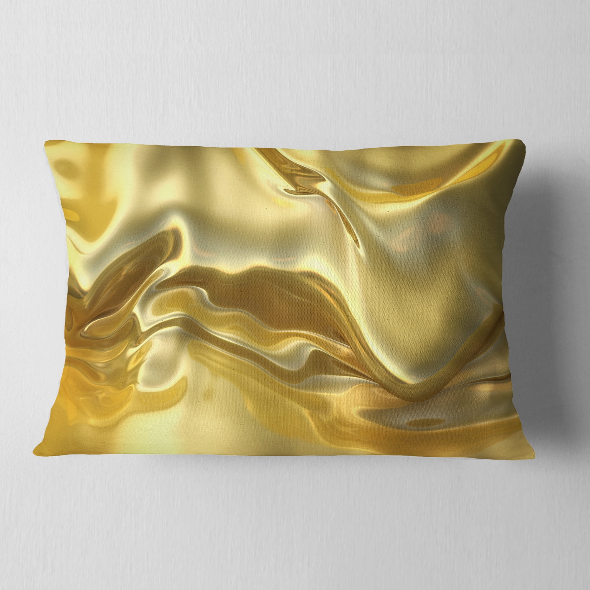 Designart Golden Cloth Texture - Abstract Throw Pillow - 12x20