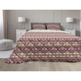 thumbnail image 1 of Aztec Comforter & Sham Bedding Set, Mexican Triangles Vibrant Tones Repetitive Illustration, 3 pcs Duvet Set Microfiber Filling Quilt, 5 Sizes, Salmon Eggplant, by Ambesonne, 1 of 4