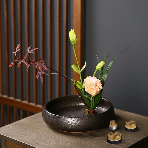 Uonlytech 3Pcs Flower Frogs for Arrangements Copper and Plastic Stem Holders with Stable Support