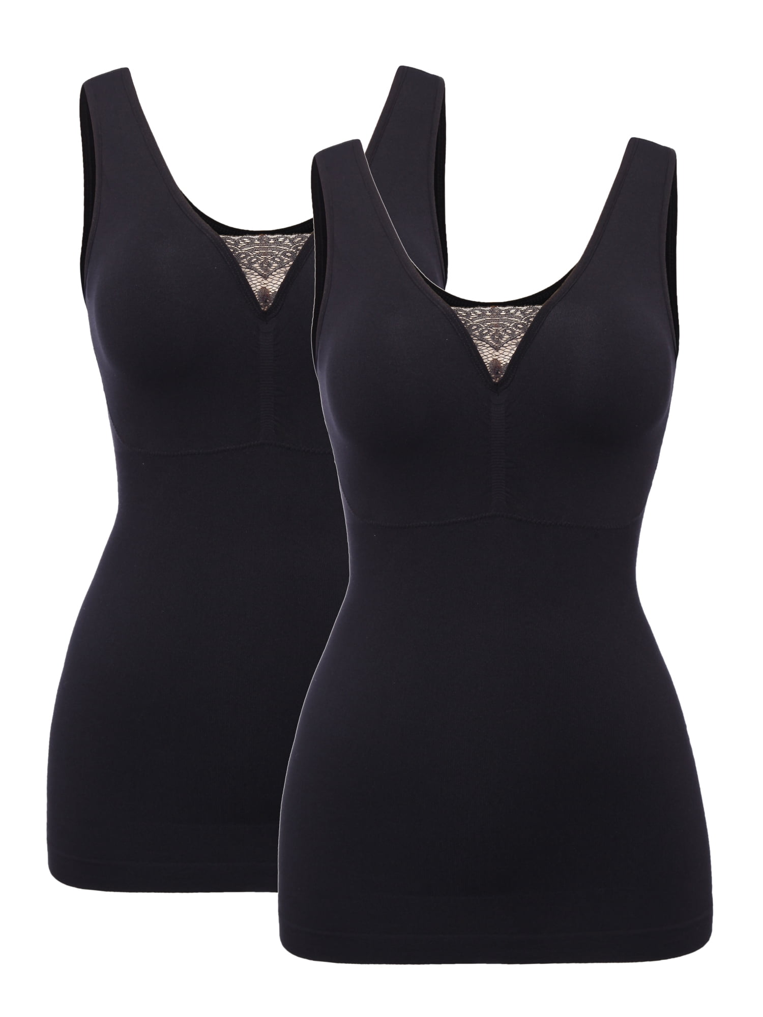 SLIMBELLE Womens Padded Camisole with Lace Cami Tummy Control Shapewear