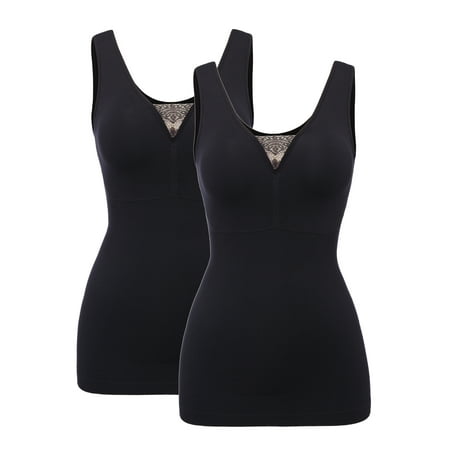 

SLIMBELLE Womens Padded Camisole with Lace Cami Tummy Control Shapewear with Built in Bra