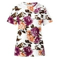 thumbnail image 4 of Camisas de Manga Corta para las Mujeres Impresión Cuello Redondo Suéter Encaje Camisa, Blusa de Verano Casual para las Mujeres, 4 of 4