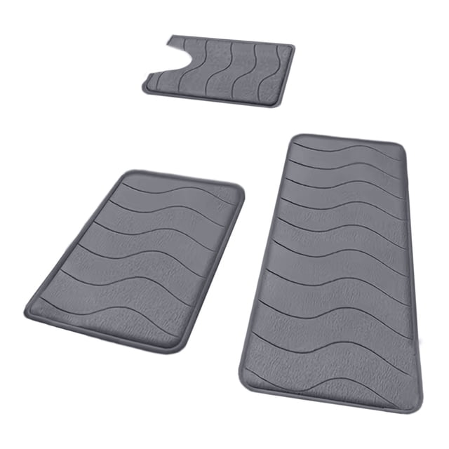 Alfombrillas de Baño para Baño 3 Piezas de Alfombra Absorbente Conjunto 25D Esponja Azul Terciopelo de Lana, Decoración Del Hogar Regalos Antideslizante Suave Cómodo Grueso Lavable Más Fácil de Secar