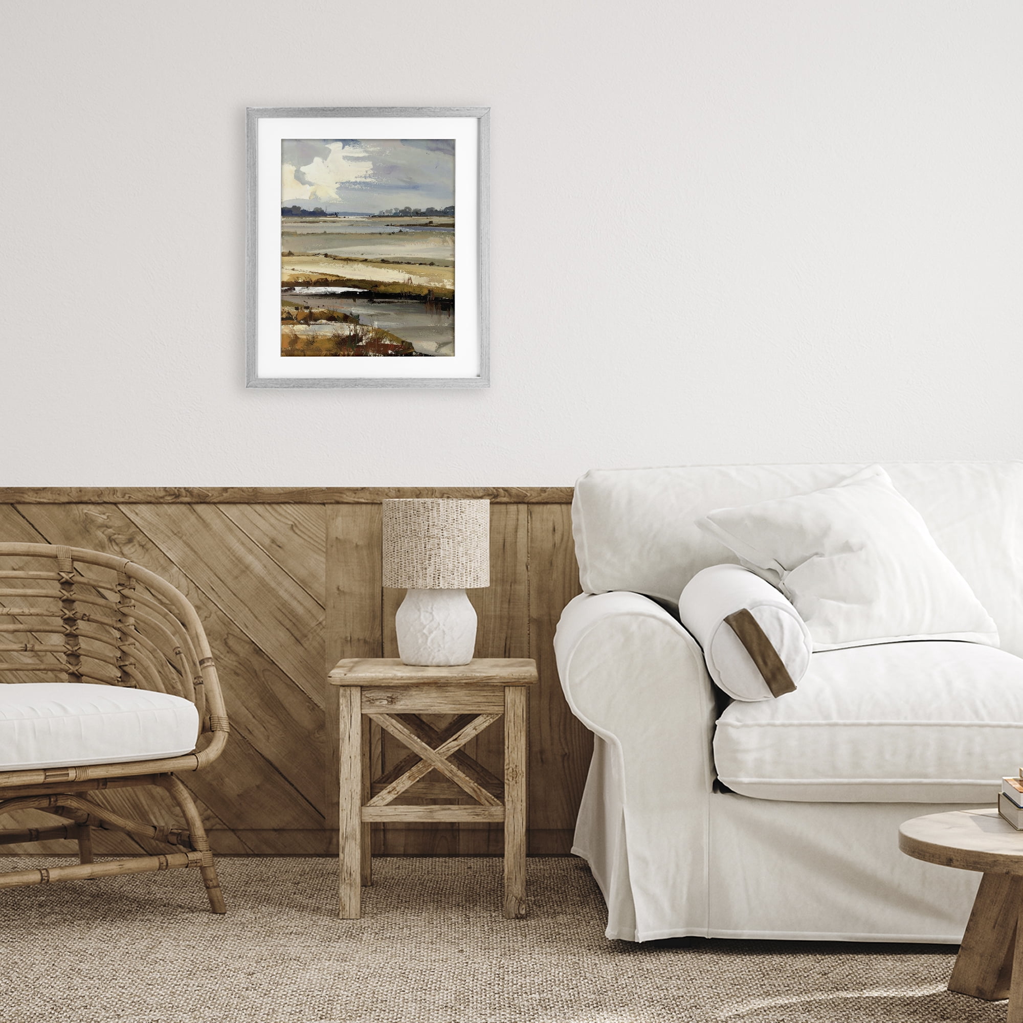 Stupell Industries Earthy Distant Horizon Gray Framed Print Under Glass, design by Alonza Saunders