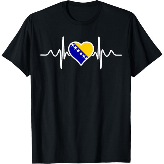 men and women can wear,Bosnia and Herzegovina Flag Heart Love T-Shirt