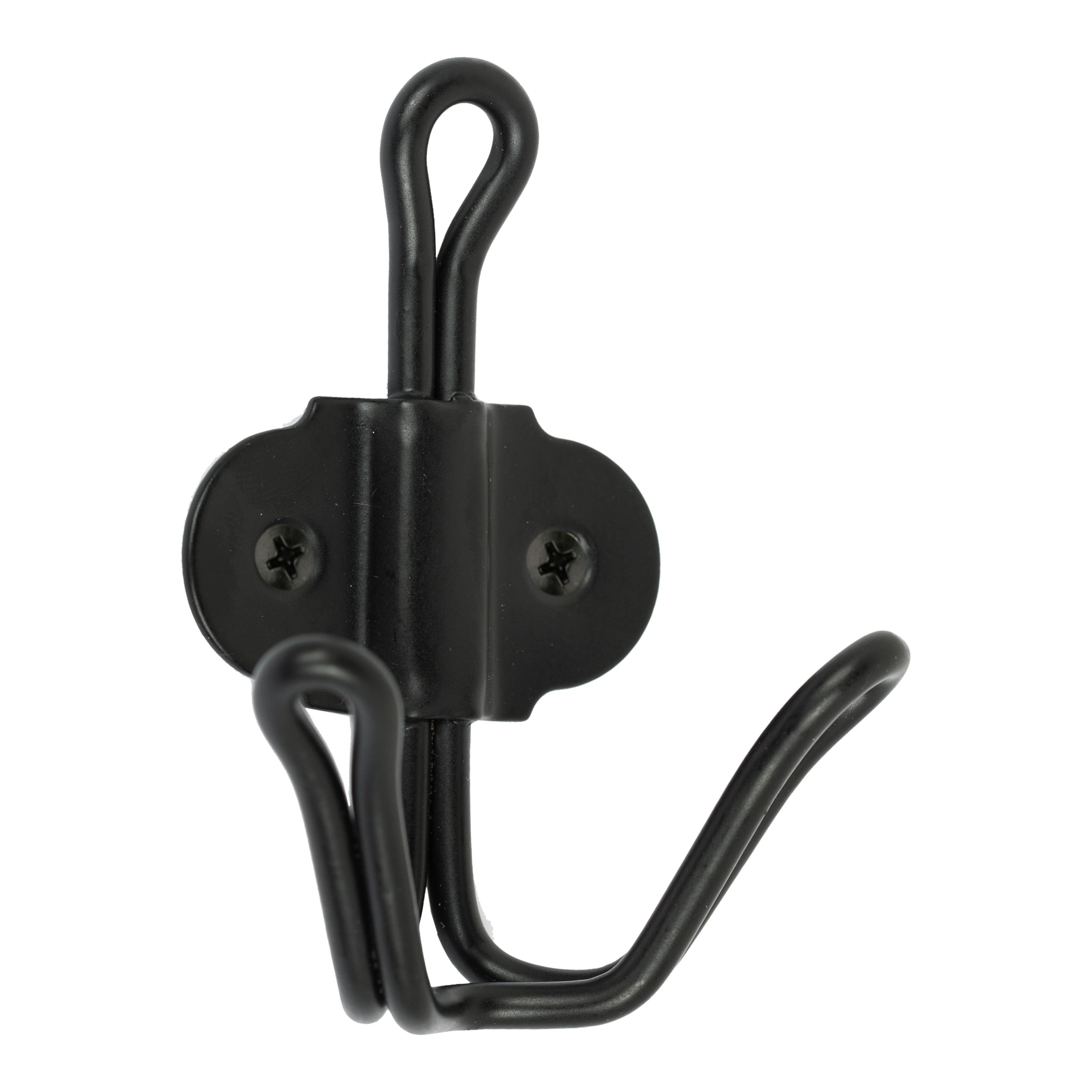 (2 pack) Mainstays Double Prong Wall Mounted Coat and Hat Hook, Matte Black