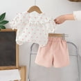 thumbnail image 4 of Zpanxa Ensembles Assortis pour Filles Été Couleur Unie Confortables Manches Courtes Col Rond Blouses Ensembles 4-5 Ans, 4 of 6