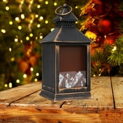 Fireplace Lantern, LED Vintage Style Rustic Home Decor Lantern for Outdoor Garden Backyard Yard Lawn Tree Hanging 10.5x10.5x25cm