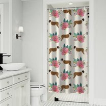 Saint Bernard Dog Breed and Flower Floral Shower Curtain 36"x72" ,Bathroom Decorative Shower Curtains Set with 12 Hooks,Modern Waterproof Washable Shower Curtain