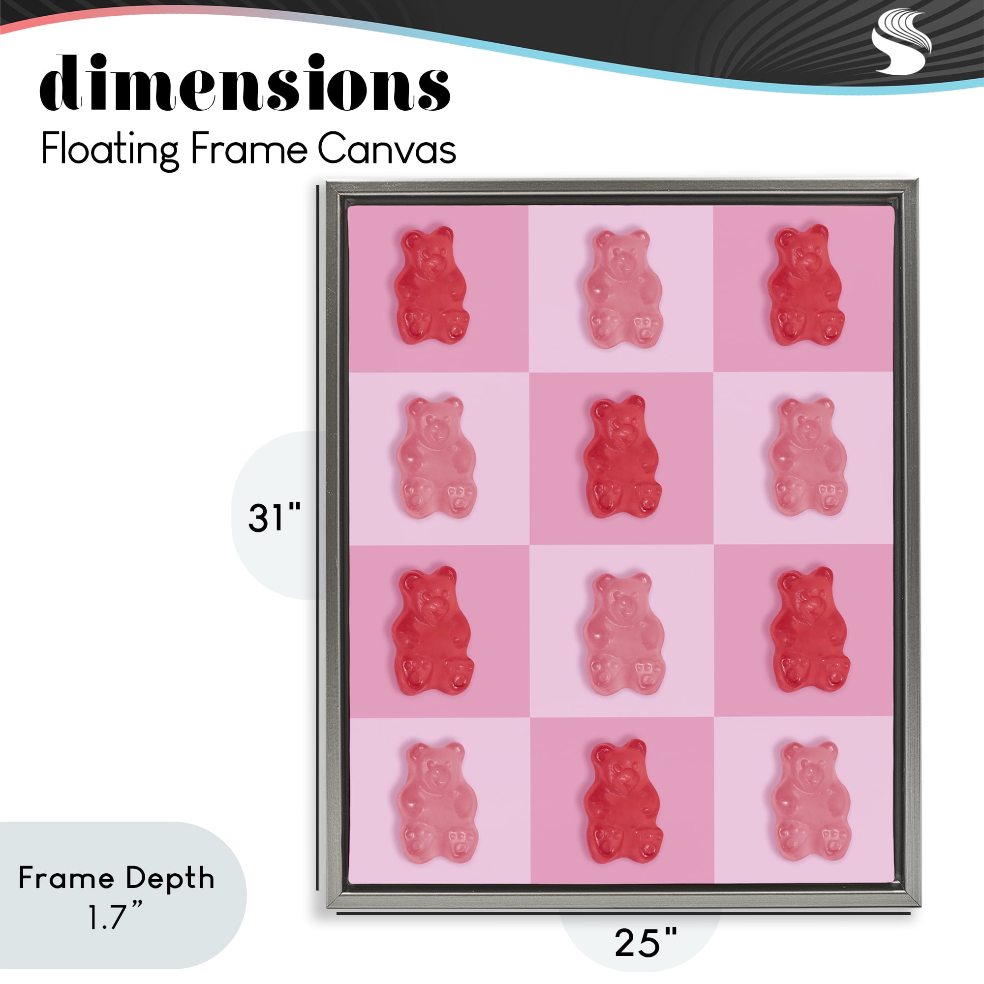 Stupell Industries Pink & Red Candy Bears Gray Framed Floater Canvas Wall Art, design by LISH Creative