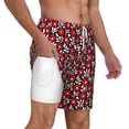 thumbnail image 3 of Picia Red Floral pattern Mens Swim Trunks with Compression Liner Stretch Beach Shorts Quick Dry with Zipper Pockets No-Chafing Board Shorts-Large, 3 of 9