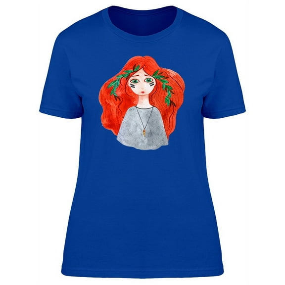 Cute Watercolor Red Hair Girl T-Shirt Women -Image by Shutterstock, Female Medium
