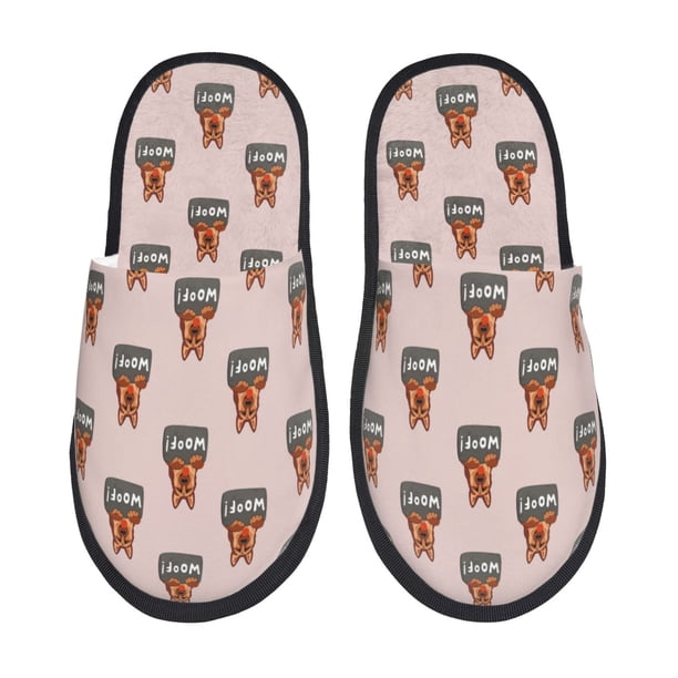 Fotbe German Shepherd Dog Pantuflas Peludas para Mujer con Estampado, Zapatillas de Peluche, Zapatos de Invierno para Casa, Uso Interior y Exterior-Medium