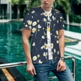 thumbnail image 6 of Zufioo Daisies Flowers Print Men's Baseball Short Sleeve, Moisture Wicking Button-Down Hip Hop Tee-Medium, 6 of 7