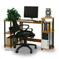thumbnail image 3 of Furinno Engineered Wood Compact Computer Desk with Shelves in Light Cherry/Black, 3 of 6