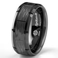 thumbnail image 3 of Tungsten Rings for Men Wedding Bands for Him Womens Wedding Bands for Her 8mm Black Pattern Brushed, 3 of 5